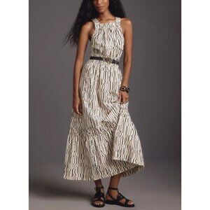 Anthropologie Somerset Maxi Dress Poplin Halter Edition Women’s XS Ivory Black